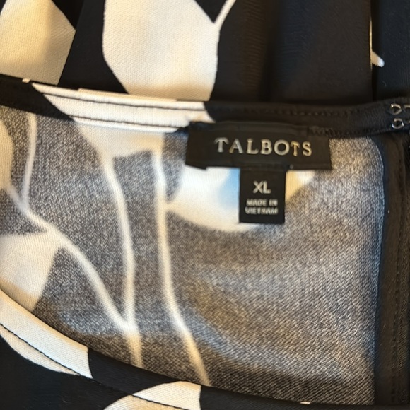 Talbots Black & White Floral Sleeveless Dress With pockets, XL - Picture 4 of 7